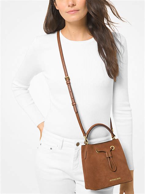 Suri Small Logo Perforated Suede Crossbody Bag 